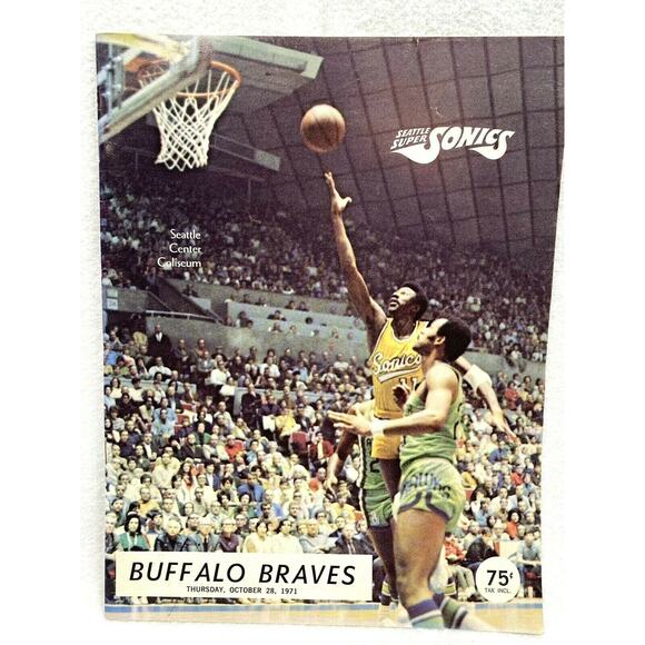 1971 Seattle Supersonics BASKETBALL PROGRAM Sonics vs Buffalo Braves - Picture 1 of 8